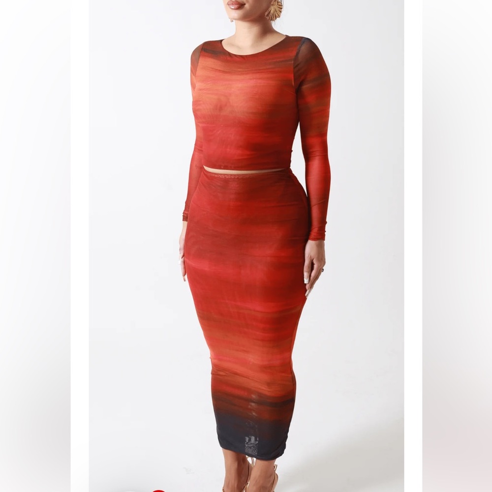 Farai London Cleo long sleeve top and midi skirt